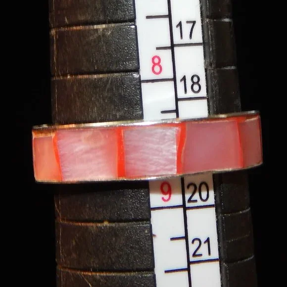 Two for One Pink Abalone Rings The Rectangle Stone is 925 Silver - Picture 8 of 9